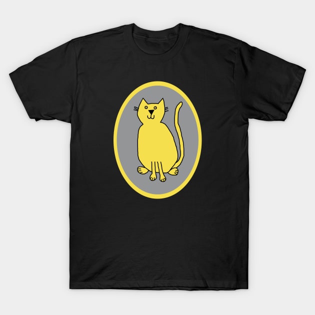 Illuminating Cat on Ultimate Gray Oval T-Shirt by ellenhenryart